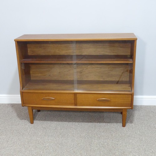 463 - A retro G-Plan style teak Bureau, together with a matching low bookcase, both in good condition, bur... 