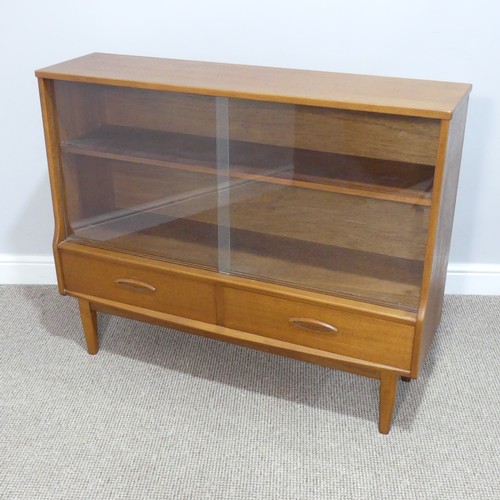 463 - A retro G-Plan style teak Bureau, together with a matching low bookcase, both in good condition, bur... 