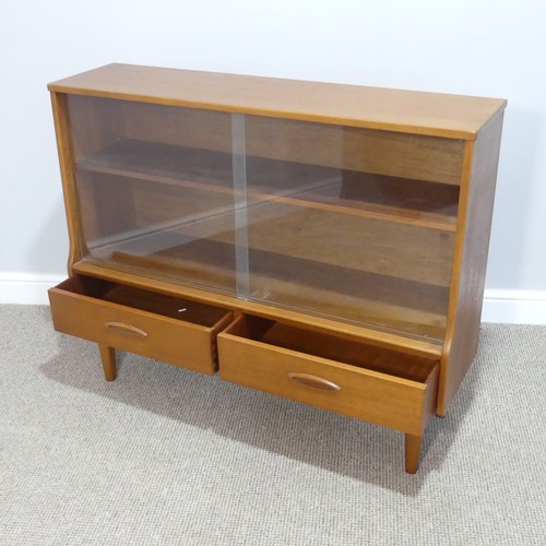 463 - A retro G-Plan style teak Bureau, together with a matching low bookcase, both in good condition, bur... 