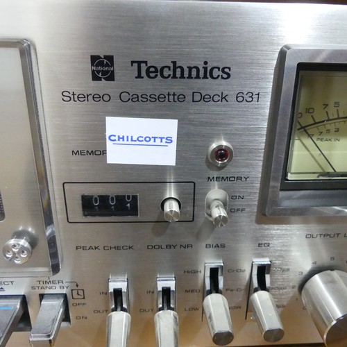 464 - Technics Hi-Fi, comprising a LW/MW/FM receiver SA-GX200L, a stereo casette deck 631, a Technics remo... 