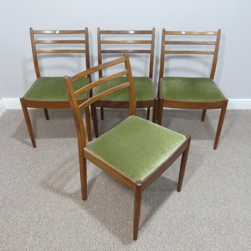 433 - A set of four retro G-Plan bar-back Dining Chairs, with G-Plan labels, each W 49cm x H 81cm x D 50cm... 