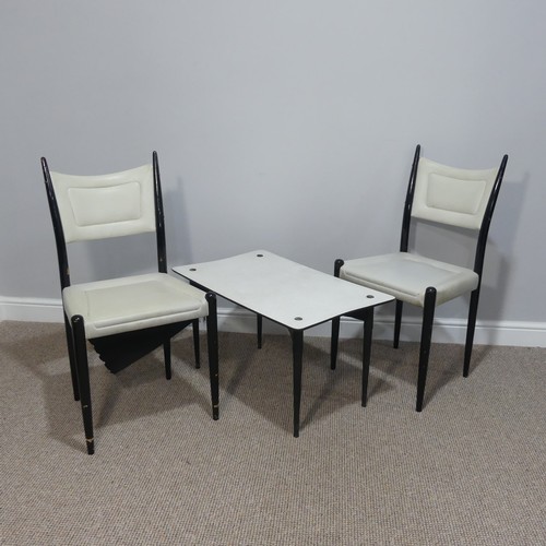 468 - A pair of retro white vinyl and ebonised E. Gomme G-Plan Gio Ponti style Dining Chairs, stamped with... 