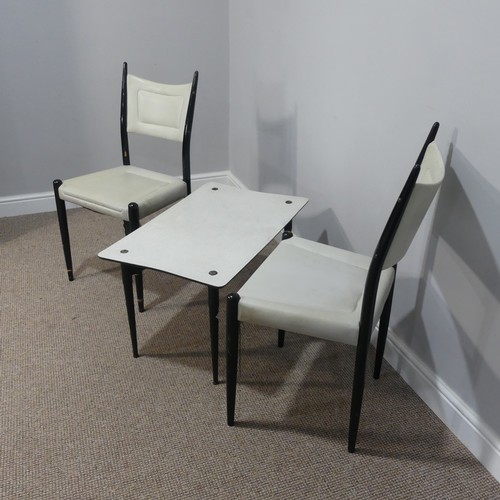 468 - A pair of retro white vinyl and ebonised E. Gomme G-Plan Gio Ponti style Dining Chairs, stamped with... 