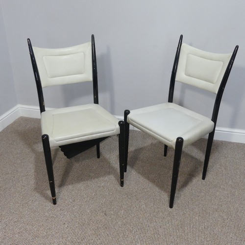 468 - A pair of retro white vinyl and ebonised E. Gomme G-Plan Gio Ponti style Dining Chairs, stamped with... 