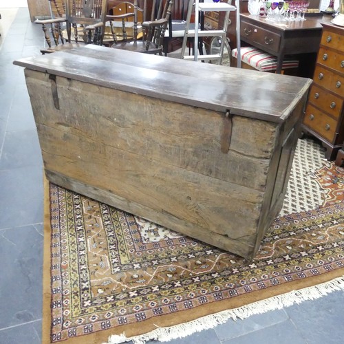 476 - An 18thC oak Coffer, the front with four Gothic-shaped arched panels, one side with a rectangular pa... 