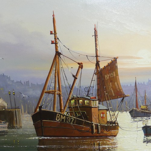 191 - Gordon Allen (British, b.1953), Brixham, oil on canvas, signed, 50.5cm x 76cm, framed, together with... 