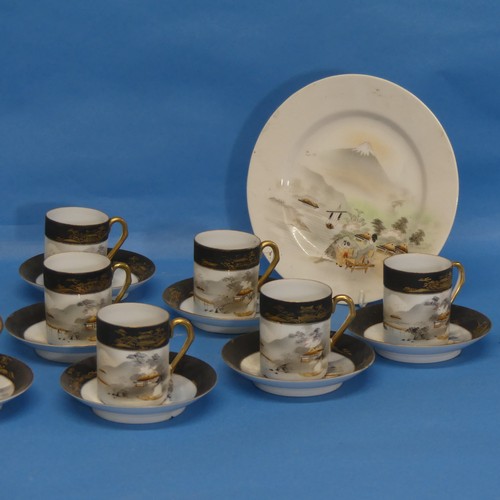 172 - An early 20thC Japanese porcelain part Coffee Service, comprising 10 cups, 10 saucers and a pair of ... 