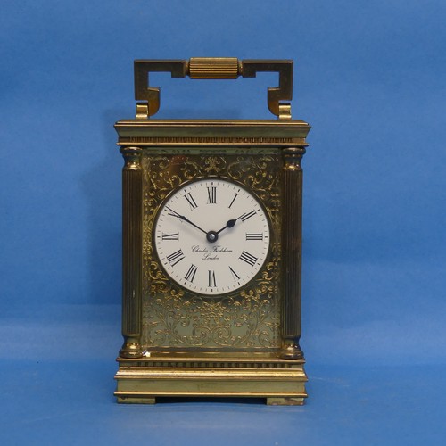 450 - An early 20th century French gilt-brass Carriage Clock, retailed by Charles Frodsham, London, of fiv... 