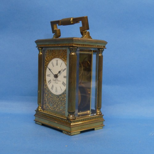 450 - An early 20th century French gilt-brass Carriage Clock, retailed by Charles Frodsham, London, of fiv... 