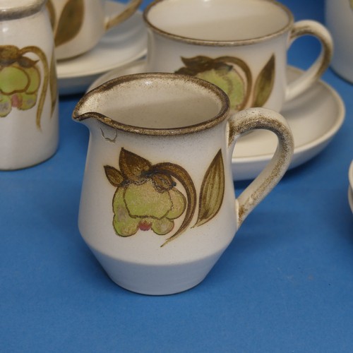 30 - A Denby 'Troubadour' pattern Coffee Service, to include five Coffee Cups, six Saucers, Cream Jug, Su... 