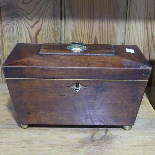 485 - A Victorian mahogany Workbox, with Mother-of-Pearl inlay, together with an early 19thC rosewood Tea ... 