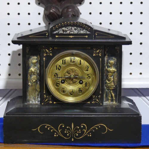 429 - An Edwardian aneroid  Barometer / Thermometer, in carved oak case, 66cm high, together with a Victor... 