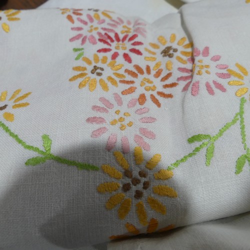 176 - Vintage Textiles: various embroidered table linens, together with a vintage blanket (a lot)... 