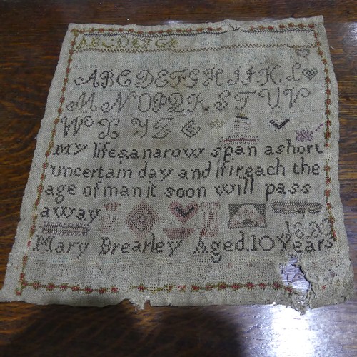 178 - Three early Victorian needlework samplers by Hanah, Sarah and Mary Brearly dated 1812, 1817 and 1820... 