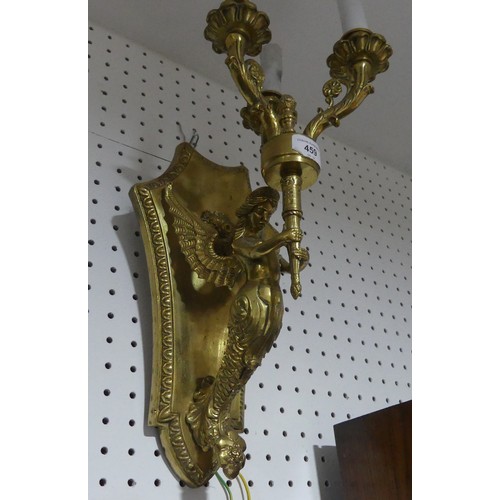 459 - A pair of classical design gilt metal Wall Sconces, H 50cm, together with one similar (3)... 