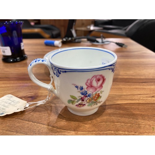 68 - A Royal Doulton 'Genevieve' Figure, together with a porcelain Cup and Saucer and a blue glass Vase (... 