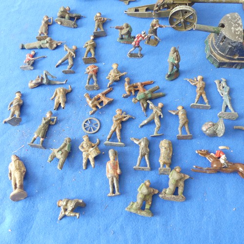 162 - Mixed lot of collectables inc. Vintage Games, Halma Sets, Lead soldiers and cannons, Cigarette cards... 