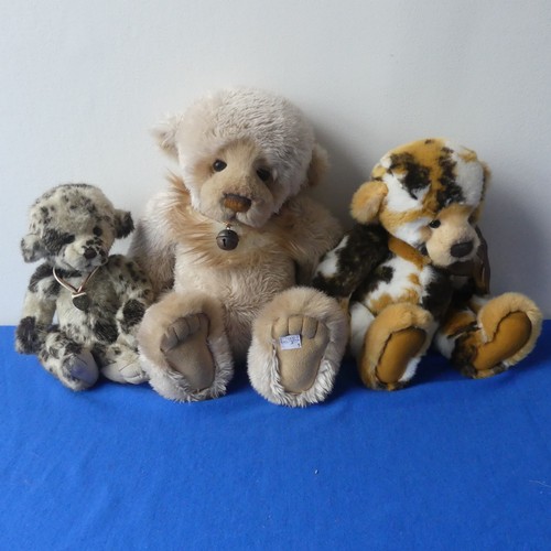 176 - Three Charlie Bears teddy bears, Leonie, QVC exclusive, CB 124915, golden, white and dark brown vari... 