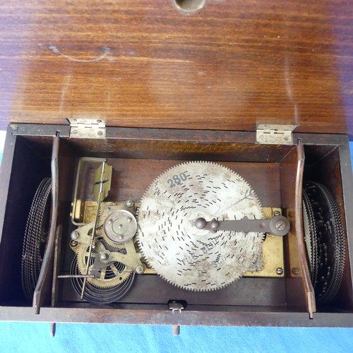 123 - A Thorens Disc Music Box, early 20th century, with clockwork movement, in a wooden case with two com... 