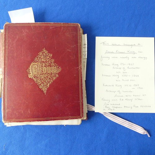 83 - Historic documents: a 19thC leather-bound Album, the contents compiled by Sarah Frances King, b. 183... 