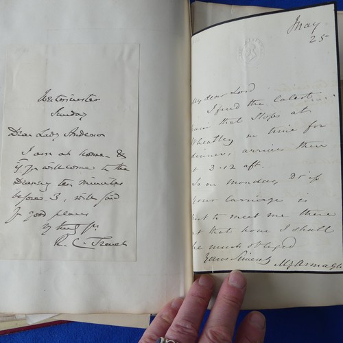 83 - Historic documents: a 19thC leather-bound Album, the contents compiled by Sarah Frances King, b. 183... 