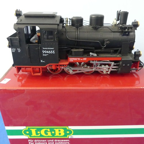 233 - Lehmann LGB G Gauge 28001 0-8-0 tank locomotive, in DR black livery as No. 99 4633, boxed.... 