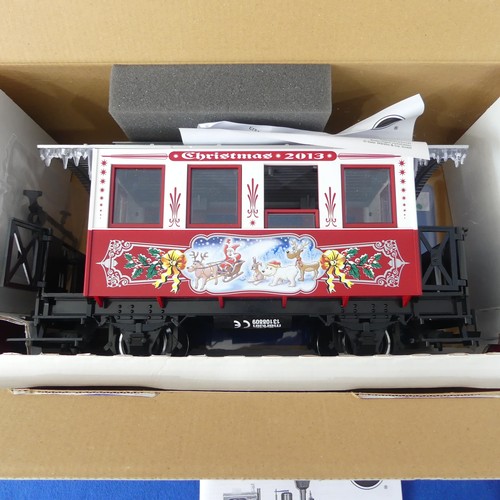 234 - Lehmann LGB G Gauge 22211 0-4-0T Stainz Christmas Locomotive, red, with Santa Claus, boxed, together... 