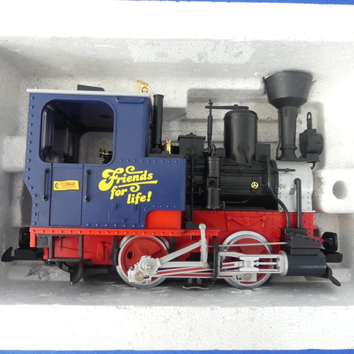 236 - Lehmann LGB G Gauge 25211 0-4-0T tank Locomotive, Steiff “Friends for Life”, blue/red, boxed, togeth... 