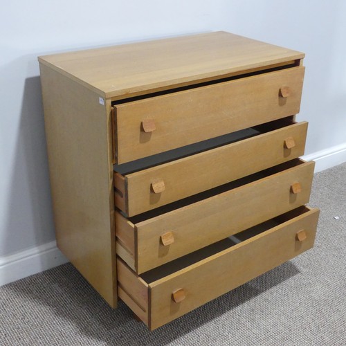 541 - A retro Chest of Drawers, comprising four long drawers, varied in size, raised on tapering legs, W 7... 