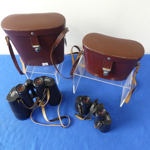 105 - Two pairs of vintage Zeiss binoculars; Carl Zeiss Jena 10x50w multi-coated in case, marked 6811284, ... 