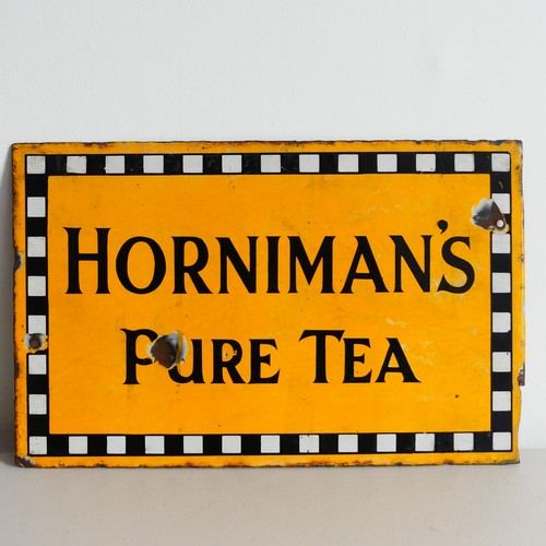 118 - A vintage enamel 'Horniman's Pure Tea' double sided advertising sign, minor age wear, overall in goo... 