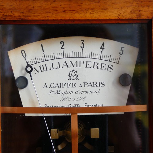 109 - A Vintage Cased Milliamperes Meter, by A. Gaiffe Paris, together with a copper Railway Lamp  (2)... 