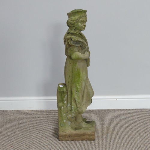 551 - Garden statuary; a reconstituted stone figure of a woman carrying wheat, H 79cm