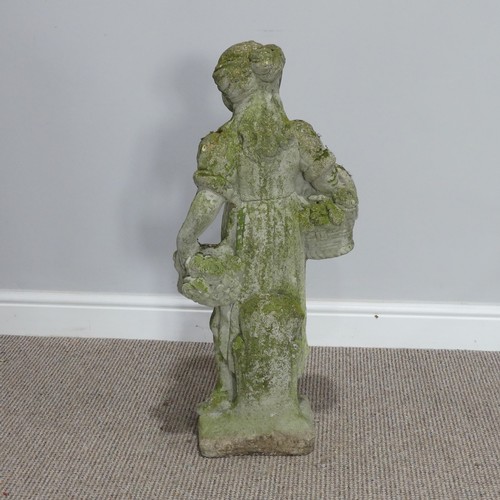 552 - Garden statuary; a reconstituted stone figure of a flower seller, H 76cm