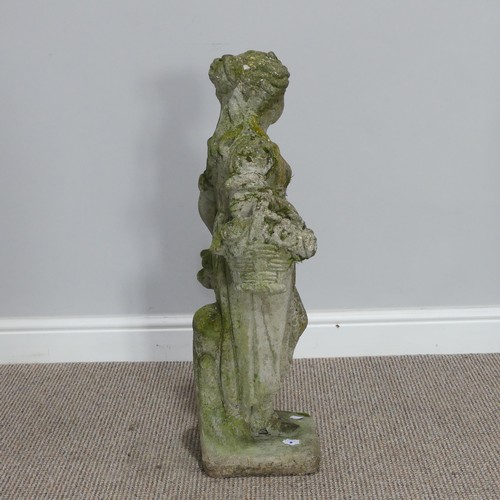 552 - Garden statuary; a reconstituted stone figure of a flower seller, H 76cm