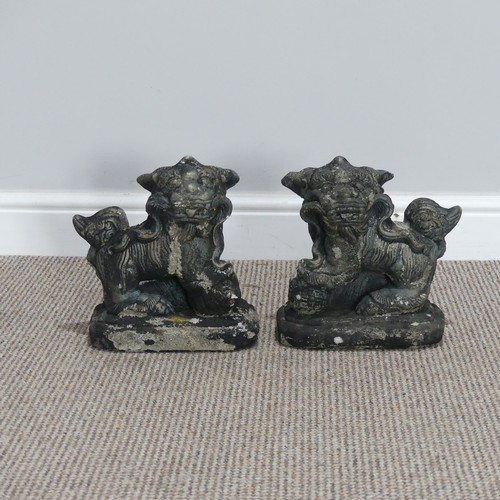 546 - Garden statuary; a pair of stone figures of Chinese Dogs of Foo, H 26cm (2)