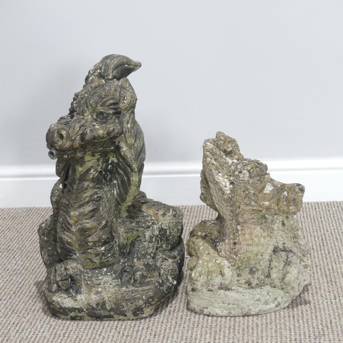 548 - Garden statuary; a reconstituted stone figure of a dragon, H 47cm, together with another similar (2)... 