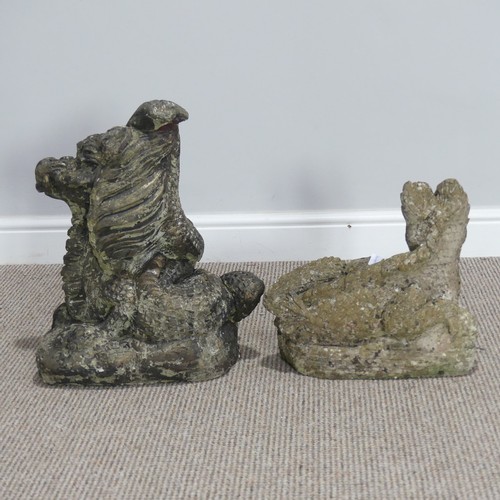 548 - Garden statuary; a reconstituted stone figure of a dragon, H 47cm, together with another similar (2)... 