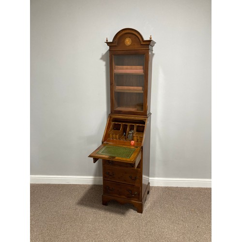 537 - An reproduction inlaid small Bureau Bookcase, of small proportions, the fall front opening to reveal... 