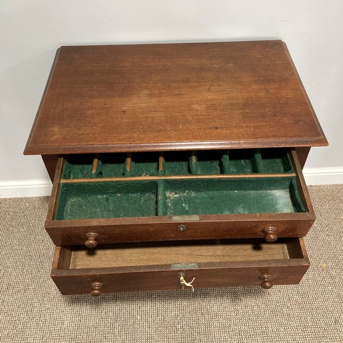 527 - An early 20thC oak Serving Table, with two long drawers, one with fitted cutlery insert, raised on t... 