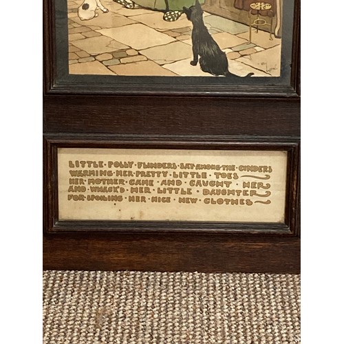 525 - An early 20thC oak picture Frame, containing two Cecil Aldin Prints, together with a verse 'Little P... 