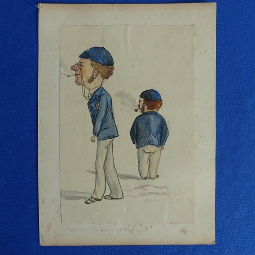 130 - Cricket / Amos Ramsbottom (1889-1927), seven caricatures of Cricketers, ink and watercolour, includi... 