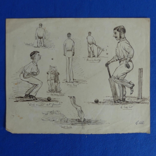 130 - Cricket / Amos Ramsbottom (1889-1927), seven caricatures of Cricketers, ink and watercolour, includi... 