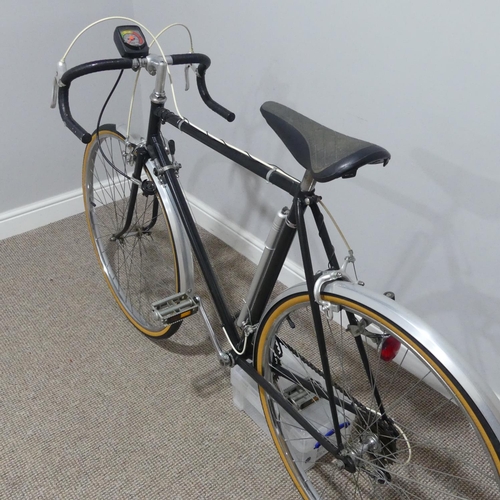 144 - An Arkay gentlemen's touring Bicycle, circa 1970's, with black frame, aluminium guards, Shimano Tour... 