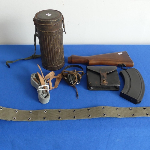 20 - A collection of WWII Militaria items, Comprising a German WW2 period Gas Mask Canister, a French WW1... 