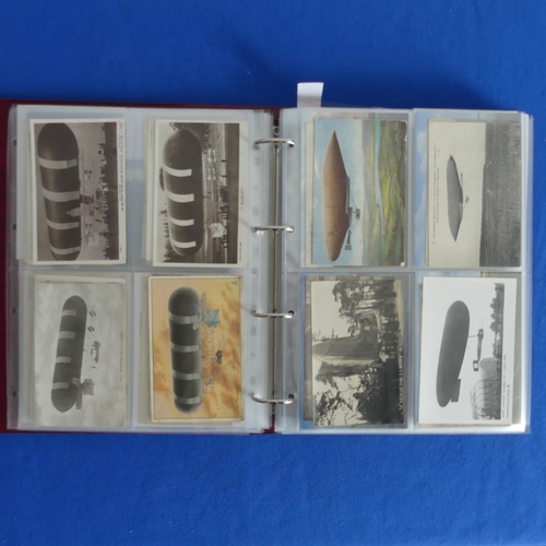 84 - Postcards / Airships : album containing a good collection of approximately 100 vintage postcards rel... 