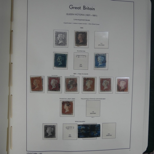 64 - Stamps; A QV to QEII mainly used collection of Great British Stamps, in four boxed Lighthouse albums... 