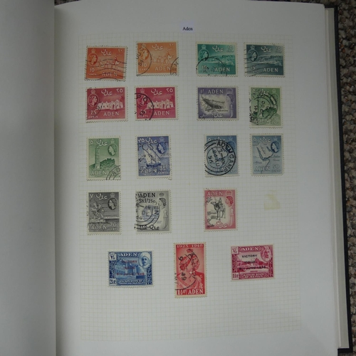 65 - Stamps; A collection of Stamps in eight albums, with mint and used British Empire including Falkland... 