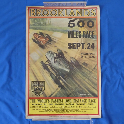 113 - Collection of vintage Motor Racing posters,  inc Bentley wins Le Mans 1929, Monaco Grand Prix 1934, ... 