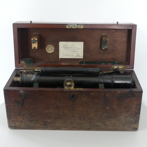 90 - A Vintage Theodolite, by A.G.Thornton Manchester, in fitted transport case with wooden tripod and a ... 